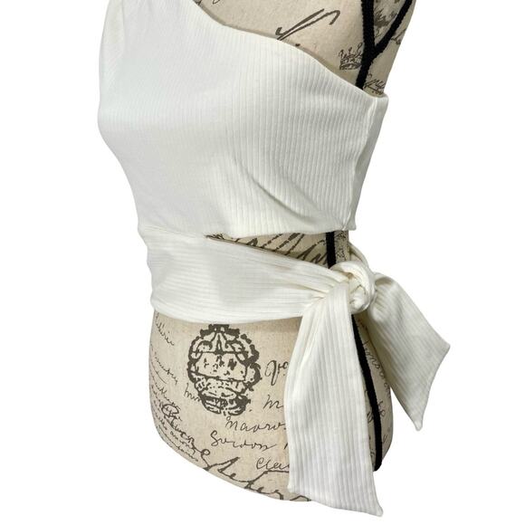 Lovers & Friends White Ribbed Knit One-Shoulder Blouse Size Large - Picture 4 of 10